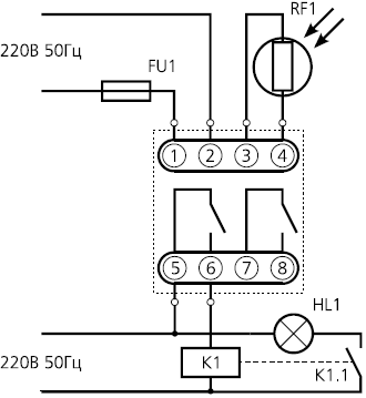 Фотореле схема подключения через контактор