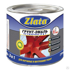 Грунт-эмаль по ржавчине 3 в 1 (красно-коричневая) 0,9 кг ZLATA 