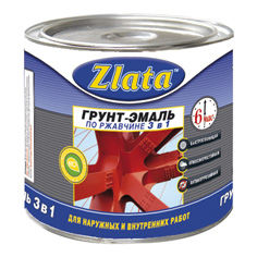 Грунт-эмаль по ржавчине 3 в 1 (красно-коричневая) 0,9 кг ZLATA