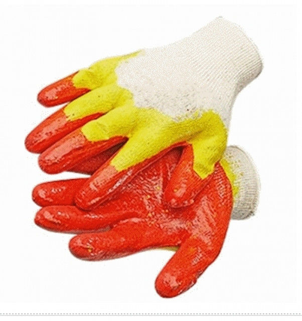 Перчатки Алёнка двойной латексный облив желто-оранжевые (Фабрика Алёнка)