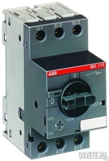 Выключатель автоматический MS116-0.4 50 кА с регулир. тепловой защитой 0.25-0.40A