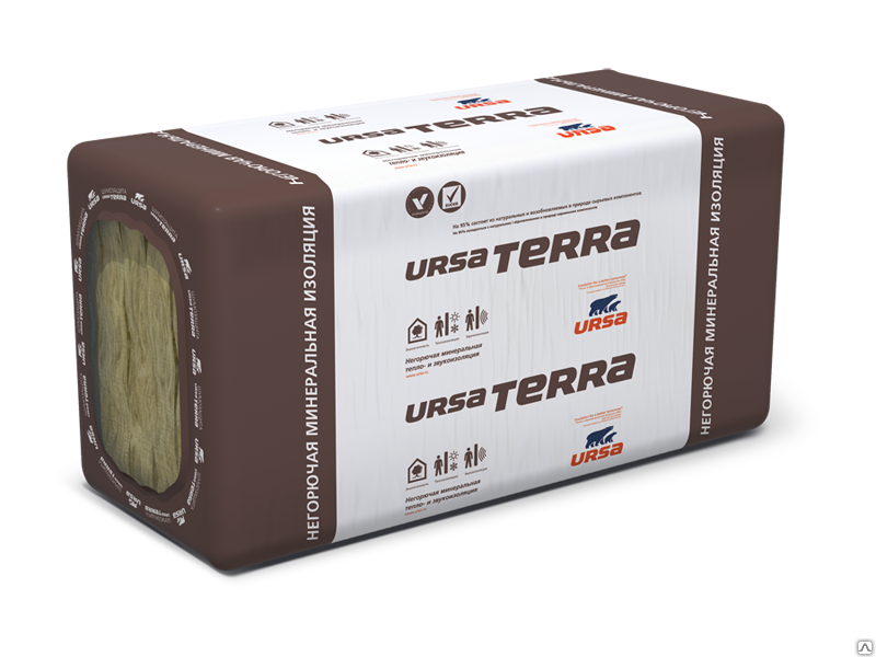 Теплоизоляция УРСА ТЕРРА (TERRA) PN36 1250*610*50мм*10л (0,381 куб.м/7,62 м2)