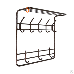 Вешалка настенная для одежды с полкой для головных уборов