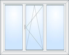 Окно пластиковое трехстворчатое 2010х1390 мм (профиль Exprof.3 к VORNE)