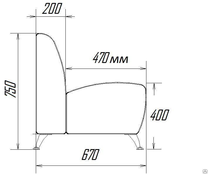 Диван офисный чертеж