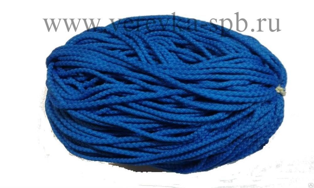 Шнур полиэфирный 5 мм, 200 м, универсальный (для плетения) синий