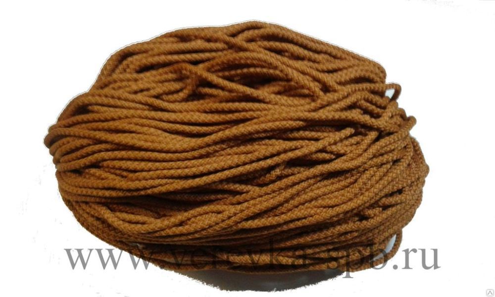 Шнур полиэфирный 5 мм, 200 м, универсальный (для вязания) песочный