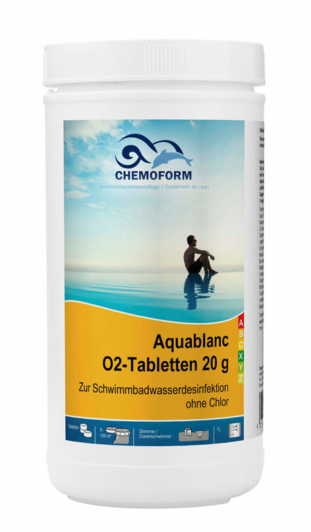 Аквабланк О2 (активный кислород) для дезинфекции воды в бассейнах в таблетках по 20 г, 1 кг, Chemoform