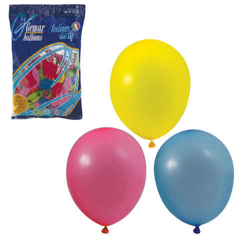 Шары воздушные 10" (25 см), комплект 100 шт., 12 пастельных цветов, в пакет