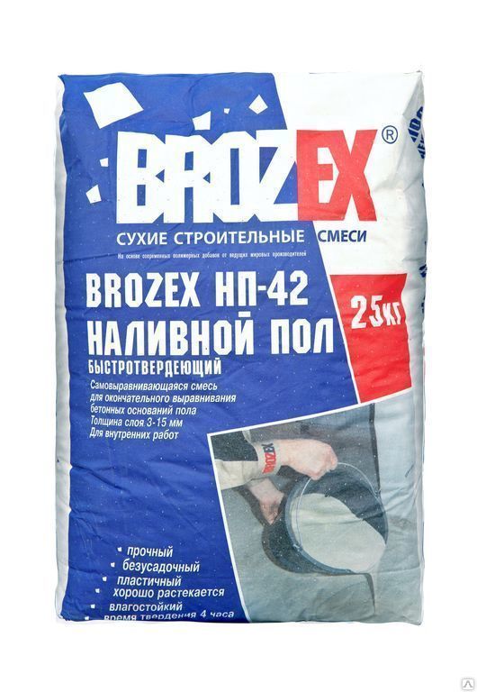 Пол наливной Brozex НП-42 самовыравнивающийся 20 кг 1 56 шт