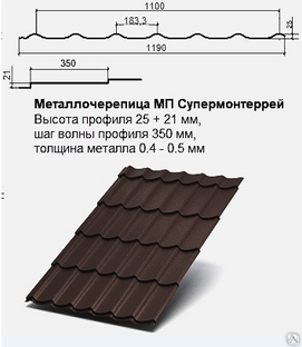 Высота профиля металлочерепицы супермонтеррей