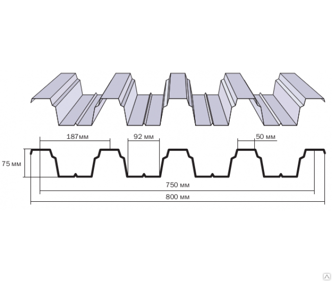 Чертеж профлиста н75