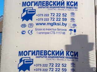 Блоки Газосиликатные ПГС Могилевский КСИ для перегородок 625*250*100 #1