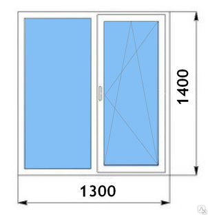 Окно двустворчатое Enwin 1300х1400 однокамерное
