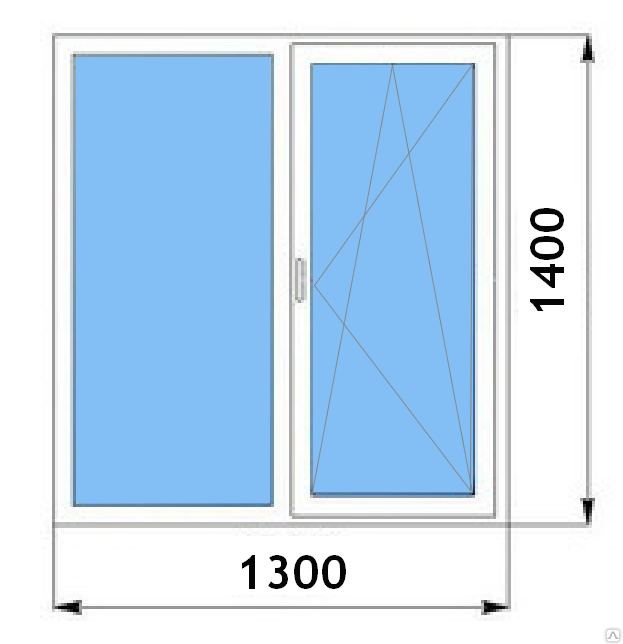 Окно двустворчатое PROPLEX 1300х1400 двухкамерное под ключ