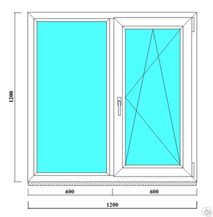 Пластиковое окно Tecoline 1200х1200 двустворчатое, однокамерное под ключ