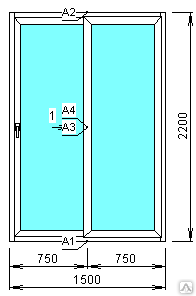 Раздвижные двери 1500*2200 на балкон из стеклопластика