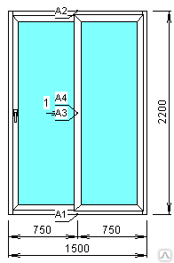 Дверь раздвижная 1500х2200 на балкон из стеклопластика