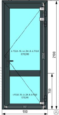 Дверь EIW30 из КПТ 78EI с СПД 38 (900 х 2100)