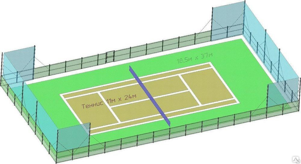 Схема корта для большого тенниса