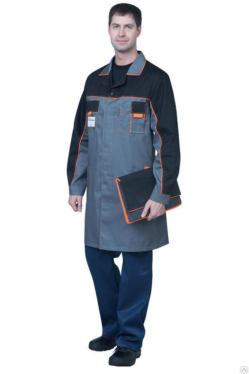 Халат рабочий мужской Бренд серый/черный, цена в Барнауле от компании ПК-1