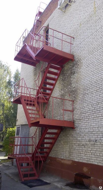 Пожарные лестницы по индивидуальным размерам маршевые наружные стационарные 5